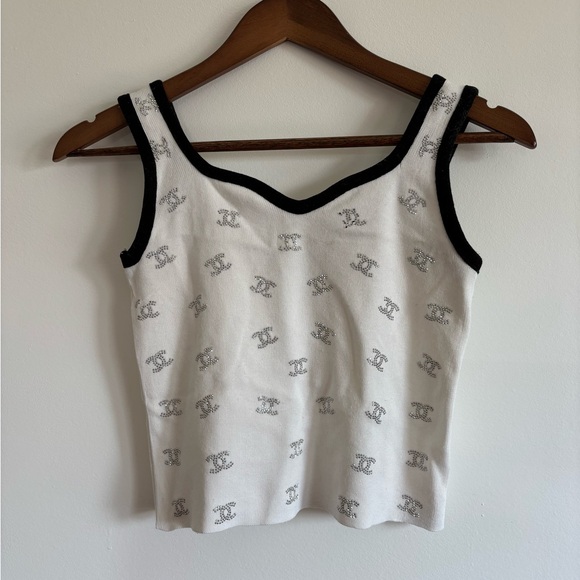 CHANEL Tops - Chanel White Tank Top with Black Trim